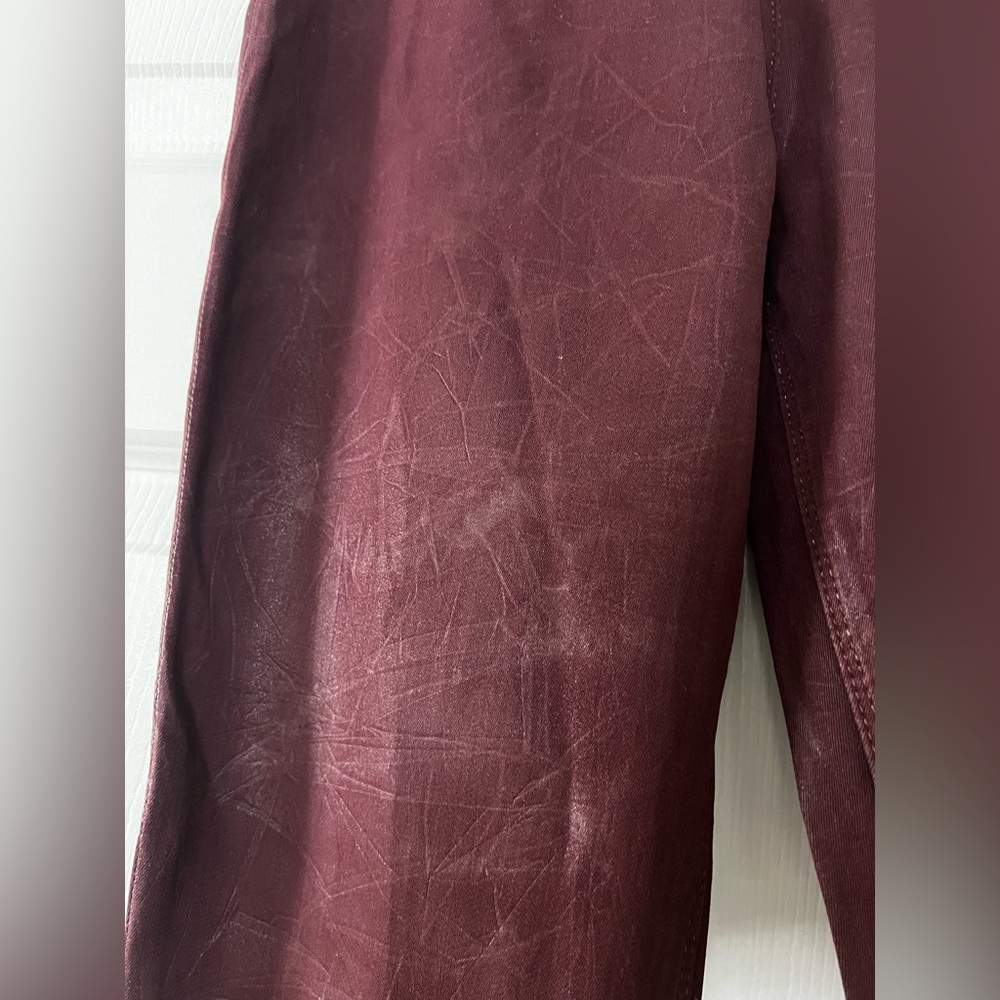 SOLD LABS Burgundy Waxed Coated Pants NWT Slim Fit - Picture 2 of 4